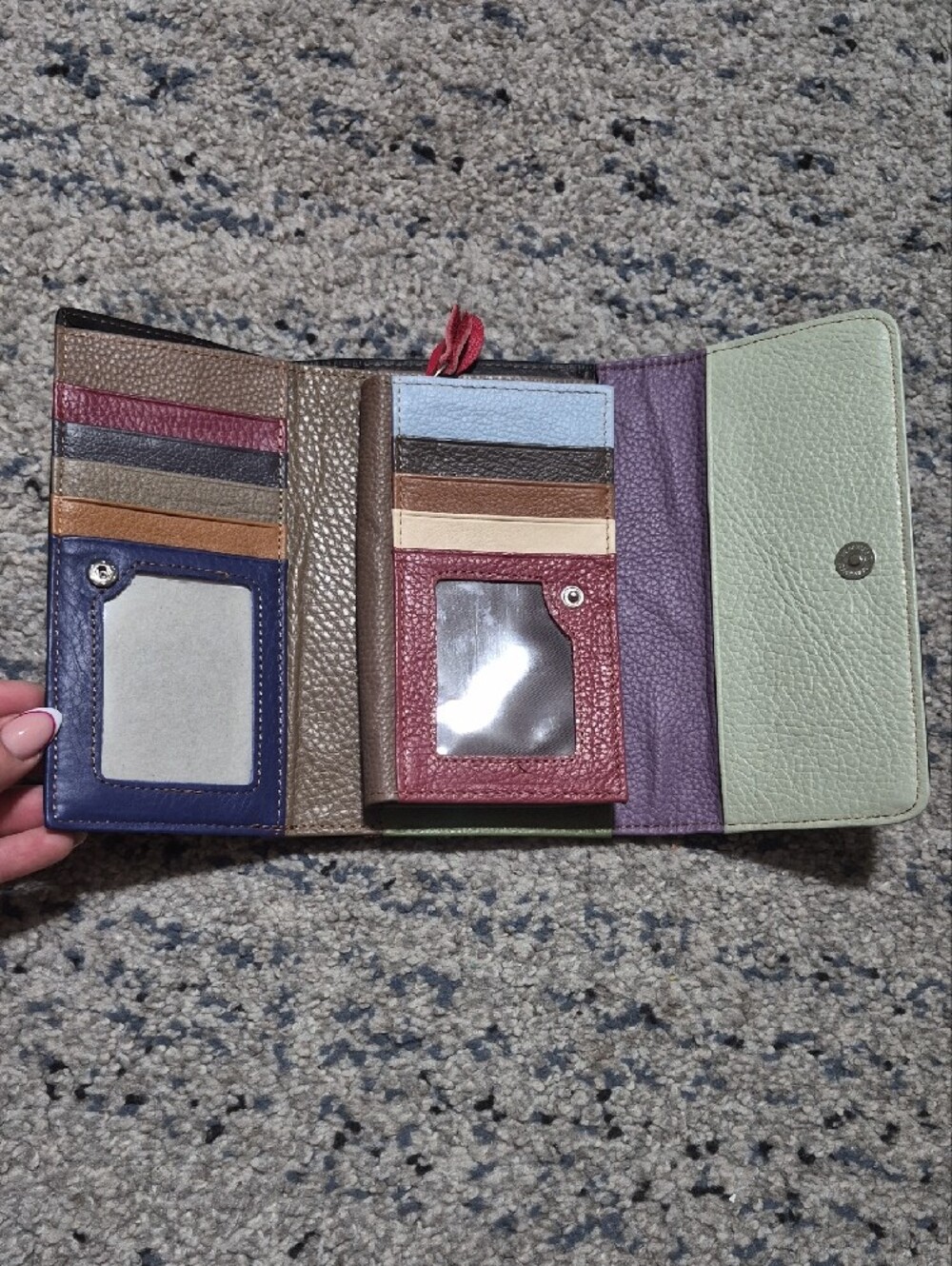 Multi-Color Patchwork Pleather Wallet Clutch - Picture 2 of 10